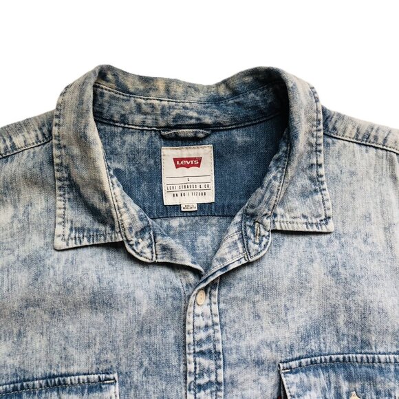 Levi’s Button Up Towel Wash Denim Shirt Short Sleeve - Picture 4 of 11